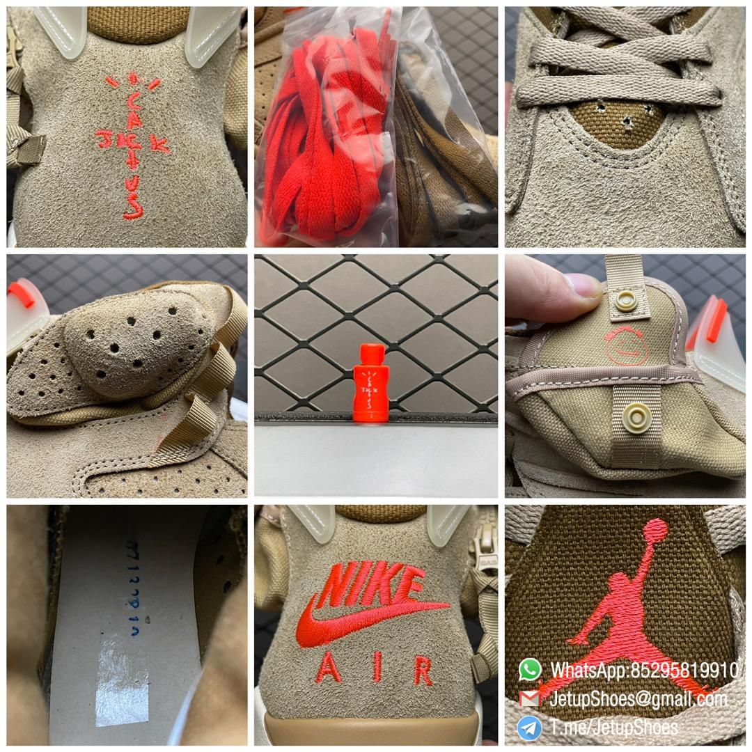 Top Clone Sneakers Travis Scott x Air Jordan 6 Retro British Khaki Suede Canvas Upper Stash Pouch Zipper Detailing Nike Air and Cactus Jack Branding SKU DH0690 200 09