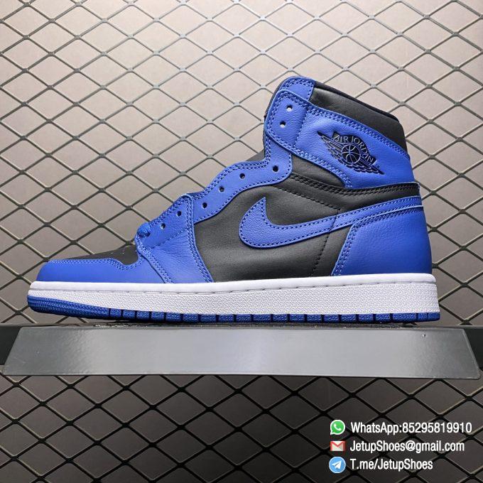 Top Replica Air Jordan 1 Retro High OG Dark Marina Blue Black Blue Two tone Color Leather Upper Dark Blue Overlays Blue Swoosh Black Jordan Wing Logo SKU 555088 404 01