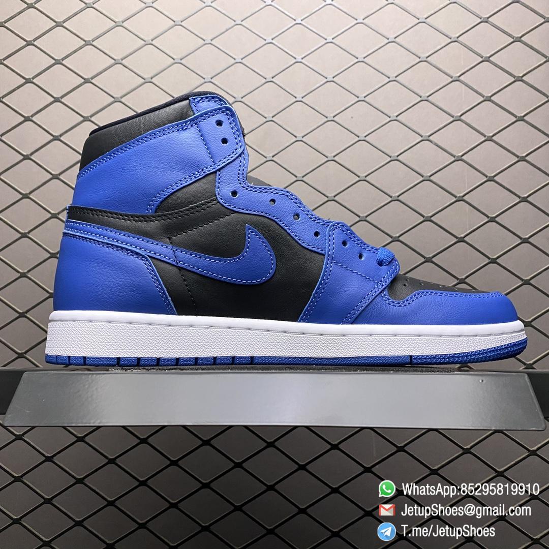 Top Replica Air Jordan 1 Retro High OG Dark Marina Blue Black Blue Two tone Color Leather Upper Dark Blue Overlays Blue Swoosh Black Jordan Wing Logo SKU 555088 404 02