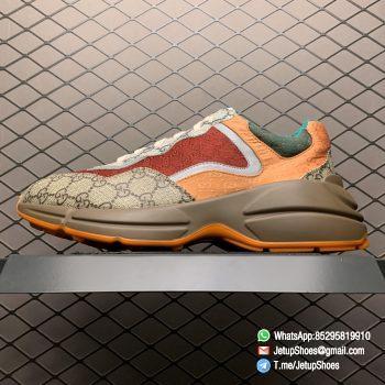Repsneakers Womens GG Rhyton Sneaker Style ‎620185 99WG0 6060 Brown Green Mini GG Jacquard Fabric 01