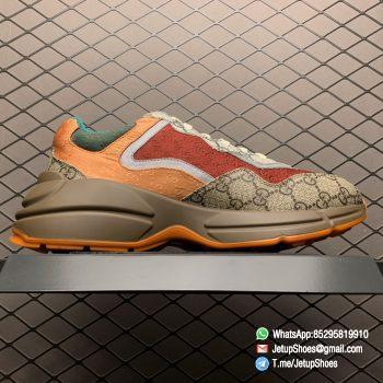 Repsneakers Womens GG Rhyton Sneaker Style ‎620185 99WG0 6060 Brown Green Mini GG Jacquard Fabric 02