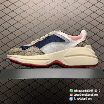 Repsneakers Womens GG Rhyton sneaker Style ‎620185 99WF0 4371 Reflective Fabric Pink Leather Trims 01