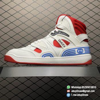 Repsneakers Womens Gucci Basket High White Red Sneakers SKU 665669 2SHA0 9070 Best Rep Shoes 01