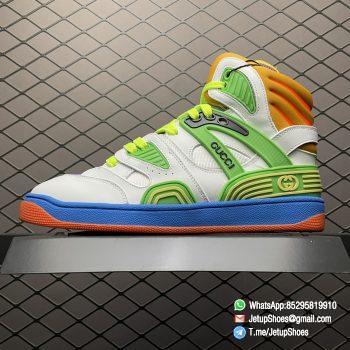 Repsneakers Womens Gucci Basket Sneaker Style ‎661310 2SH80 9062 Green Rubber Purple Mesh Overlays Top Quality 01