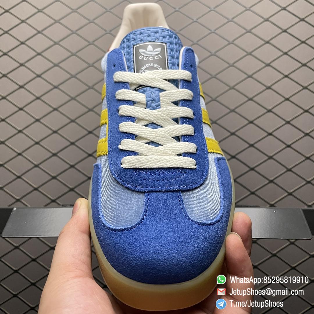 RepSneakers adidas x Gucci mens Gazelle Sneaker Light Blue Suede Trim Top RepSnkrs 03