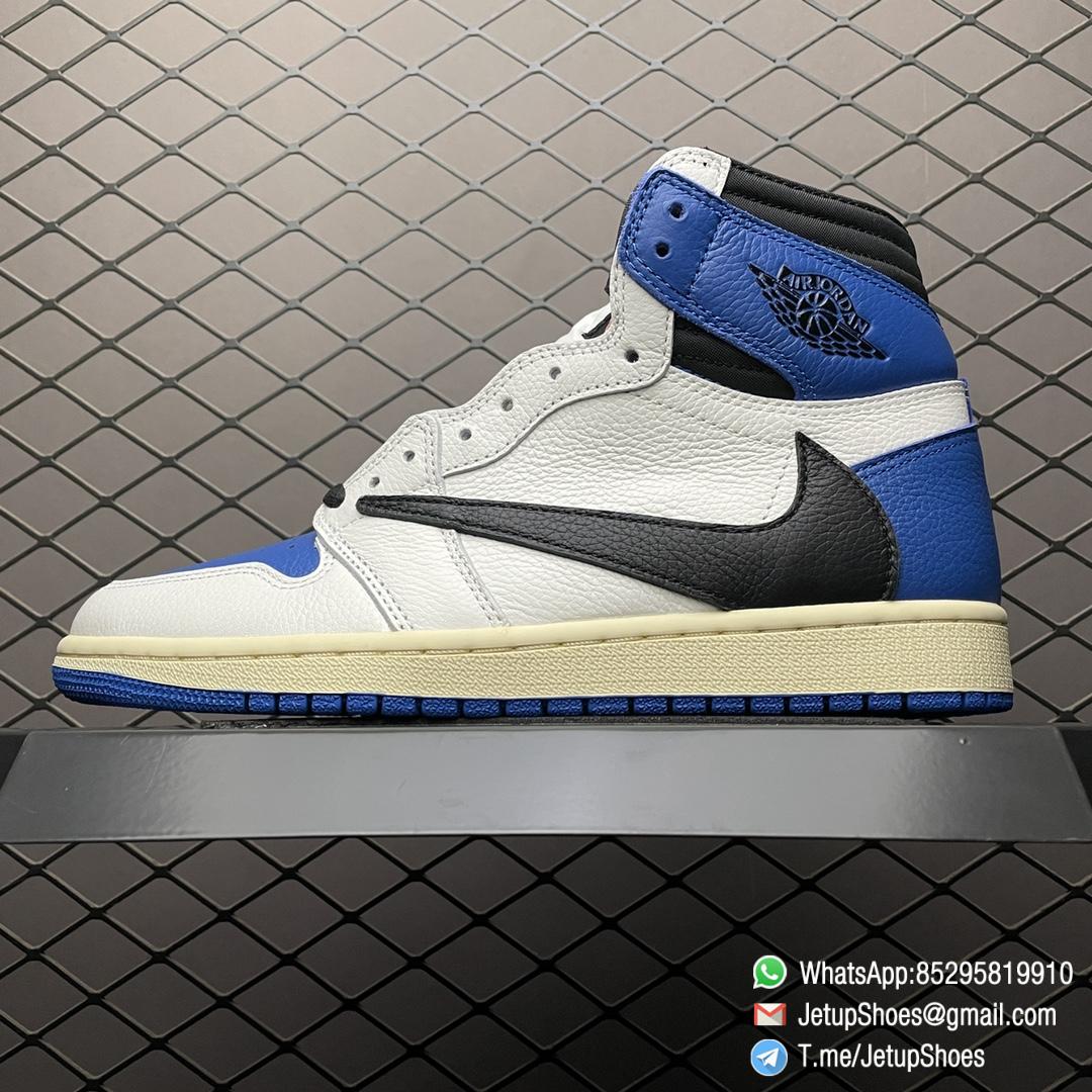 RepSneakers 2021 Fragment Design x Travis Scott x Air Jordan 1 Retro High Military Blue SNKRS 01