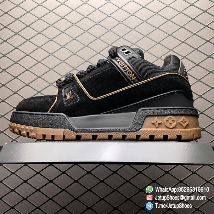 RepSneakers Louis Vuitton LV Trainer Maxi Black Brown 1ABM30 Suede Upper FashionReps Snkrs 01
