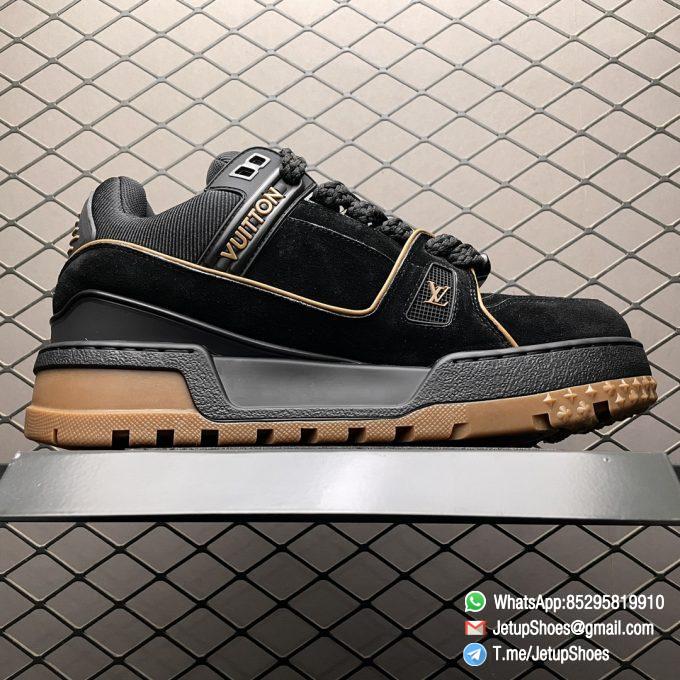 RepSneakers Louis Vuitton LV Trainer Maxi Black Brown 1ABM30 Suede Upper FashionReps Snkrs 02