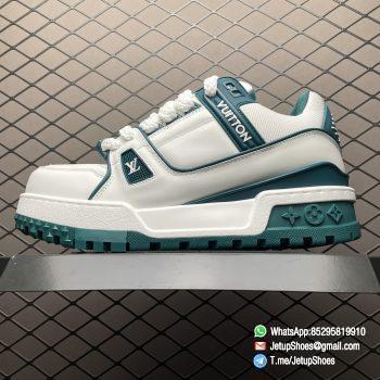 RepSneakers Louis Vuitton LV Trainer Maxi Cyan White 1ACI0M Calf Leather Upper FashionReps Snkrs 01