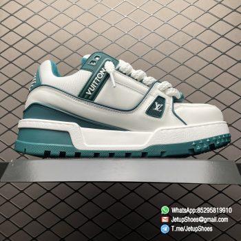 RepSneakers Louis Vuitton LV Trainer Maxi Cyan White 1ACI0M Calf Leather Upper FashionReps Snkrs 02