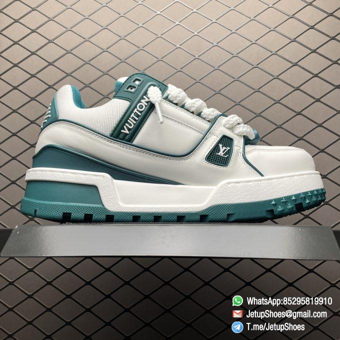 RepSneakers Louis Vuitton LV Trainer Maxi Cyan White 1ACI0M Calf Leather Upper FashionReps Snkrs 02