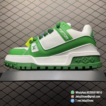 RepSneakers Louis Vuitton LV Trainer Maxi Sneakers 1AB8SI White Green Calf Leather Upper FashionReps Snkrs 01