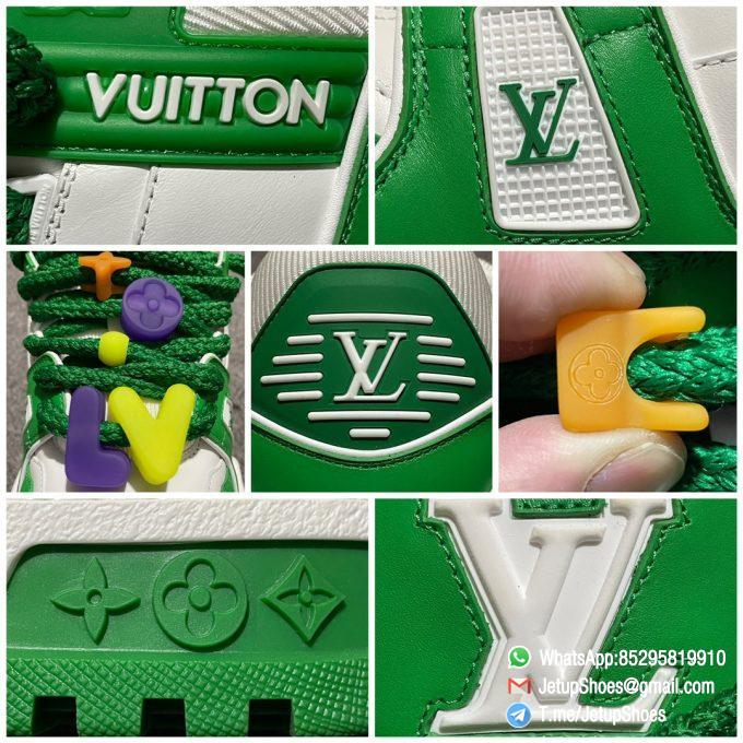RepSneakers Louis Vuitton LV Trainer Maxi Sneakers 1AB8SI White Green Calf Leather Upper FashionReps Snkrs 09