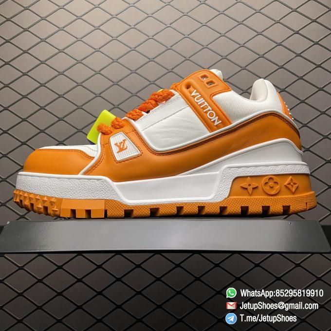 RepSneakers Louis Vuitton LV Trainer Maxi Sneakers 1AB8SR Orange White Calf Leather Upper FashionReps Snkrs 01