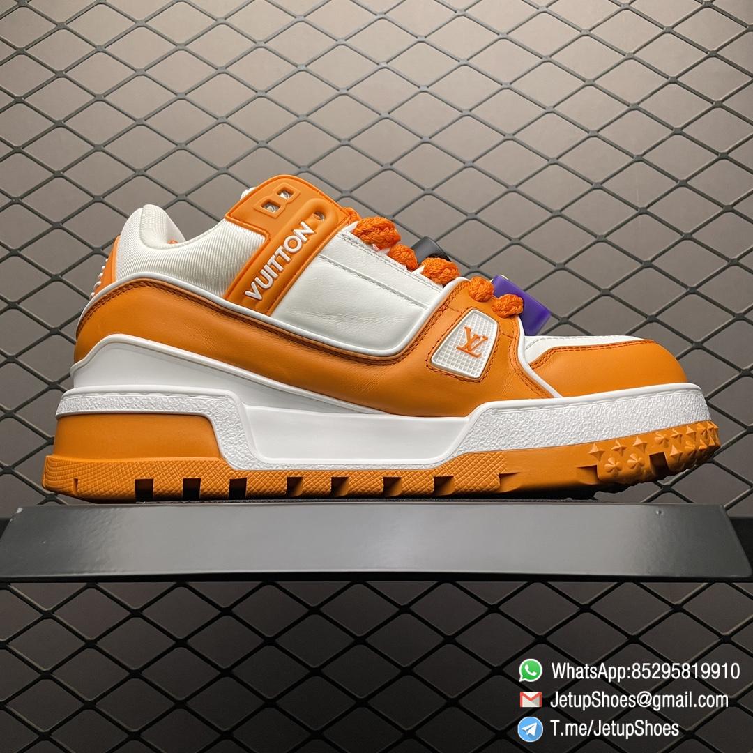 RepSneakers Louis Vuitton LV Trainer Maxi Sneakers 1AB8SR Orange White Calf Leather Upper FashionReps Snkrs 02