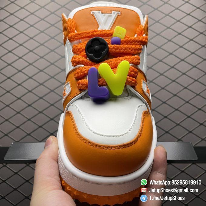RepSneakers Louis Vuitton LV Trainer Maxi Sneakers 1AB8SR Orange White Calf Leather Upper FashionReps Snkrs 05