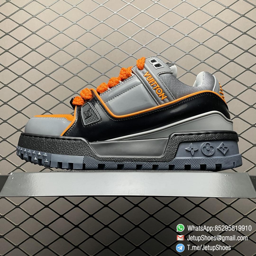 RepSneakers Louis Vuitton LV Trainer Maxi Sneakers Grey Black Orange Calf Leather Upper FashionReps Snkrs 01