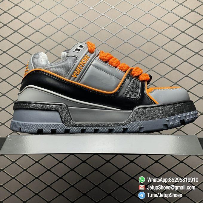 RepSneakers Louis Vuitton LV Trainer Maxi Sneakers Grey Black Orange Calf Leather Upper FashionReps Snkrs 02