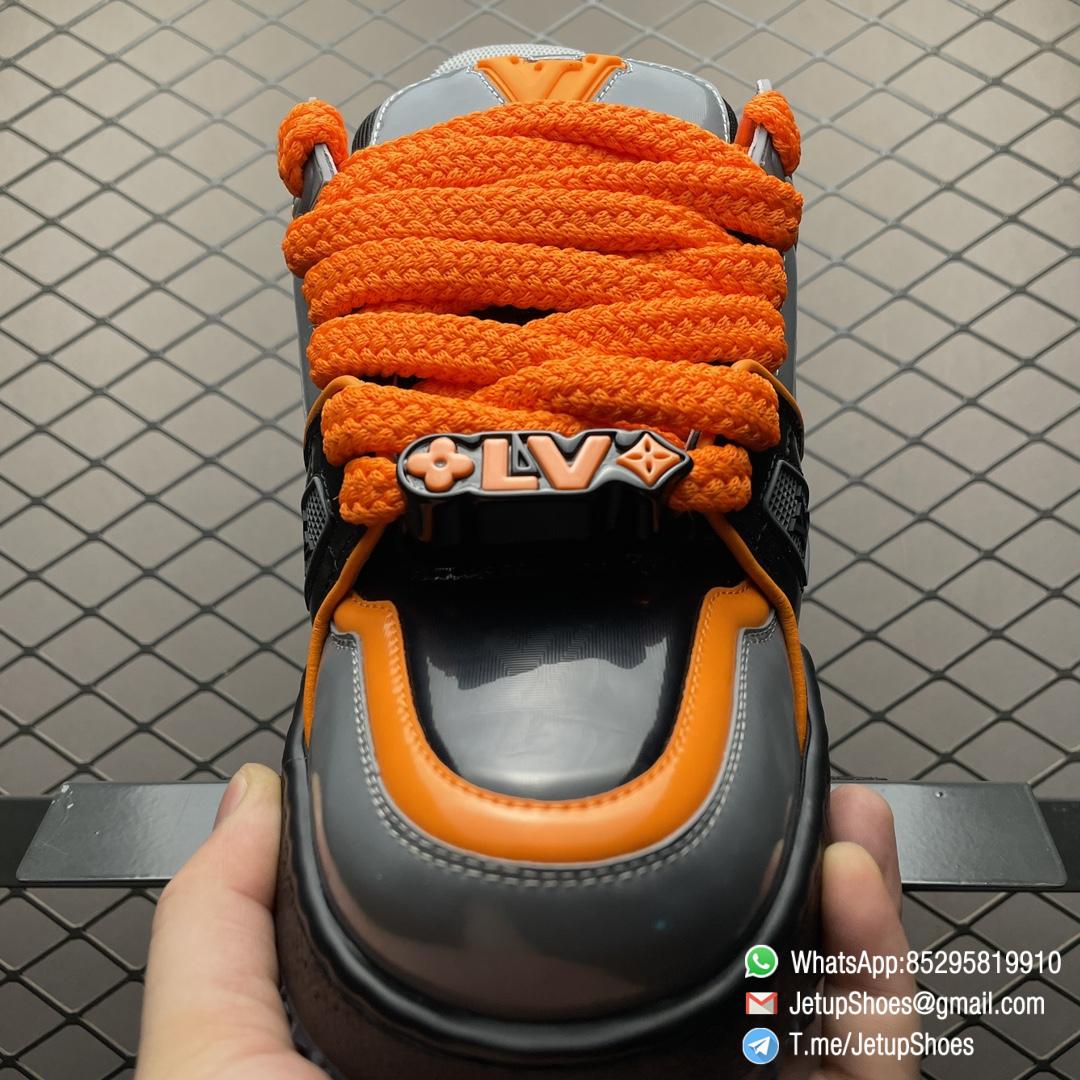 RepSneakers Louis Vuitton LV Trainer Maxi Sneakers Grey Black Orange Calf Leather Upper FashionReps Snkrs 06