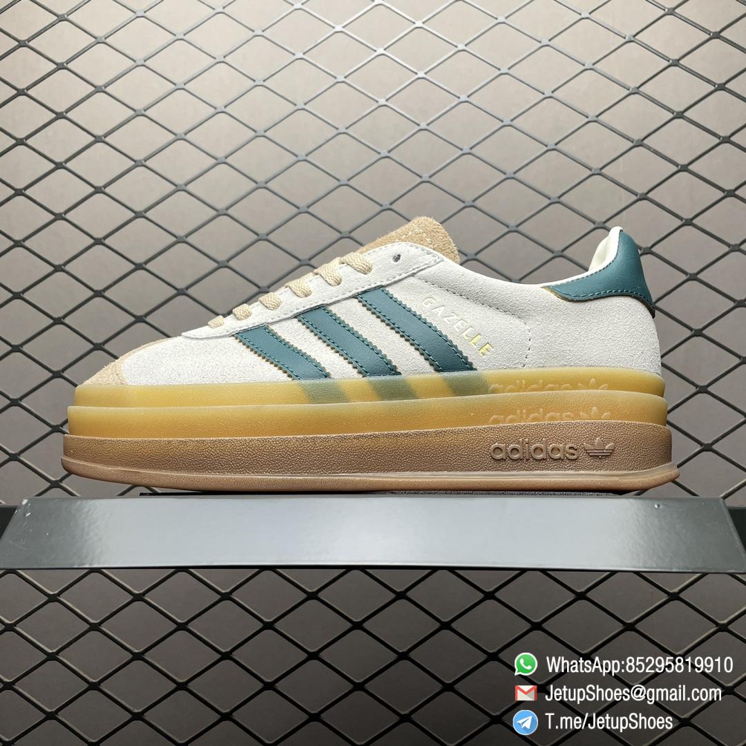 RepSneakers Wmns Adidas Gazelle Bold Cream Collegiate Green SKU ID7056 Suede Upper FashionReps Snkrs 01
