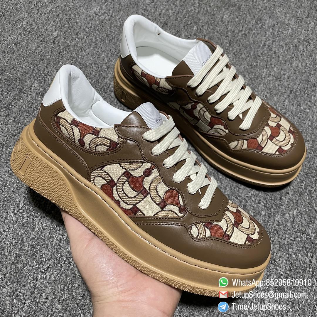 Rep Sneakers Gucci Embossed Platform With Chunky Sneaker Coffee Upper Rfid Read FashionReps Snkrs 12