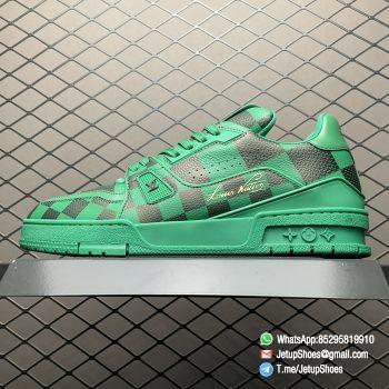 RepSneakers Louis Vuitton Trainer Damier Pop Green Leather Upper FashionReps Snkrs 01