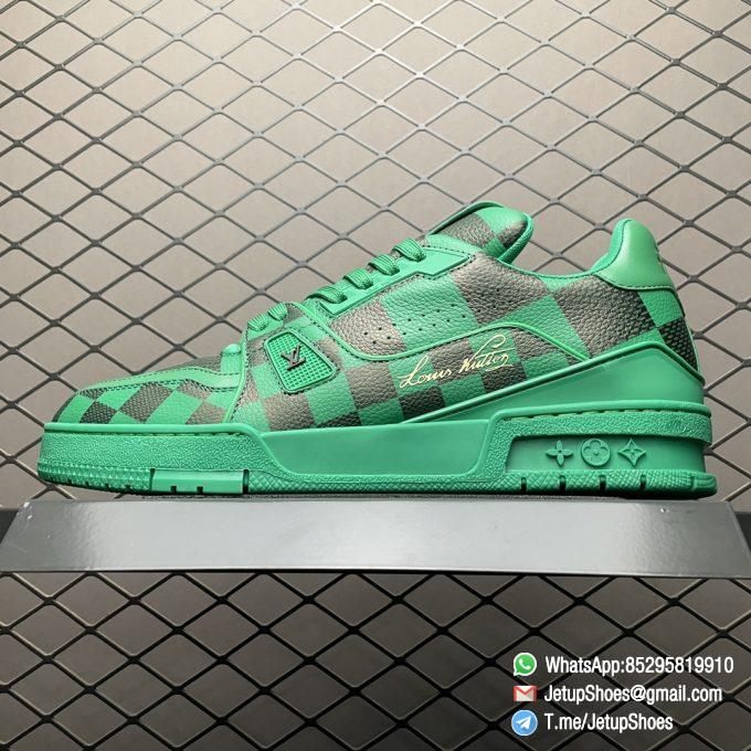 RepSneakers Louis Vuitton Trainer Damier Pop Green Leather Upper FashionReps Snkrs 01