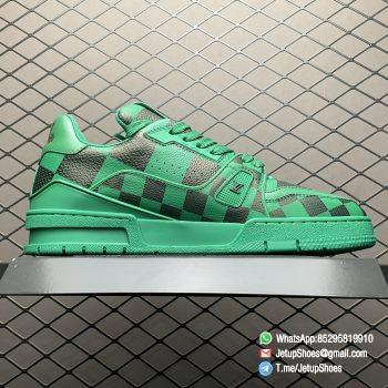 RepSneakers Louis Vuitton Trainer Damier Pop Green Leather Upper FashionReps Snkrs 02