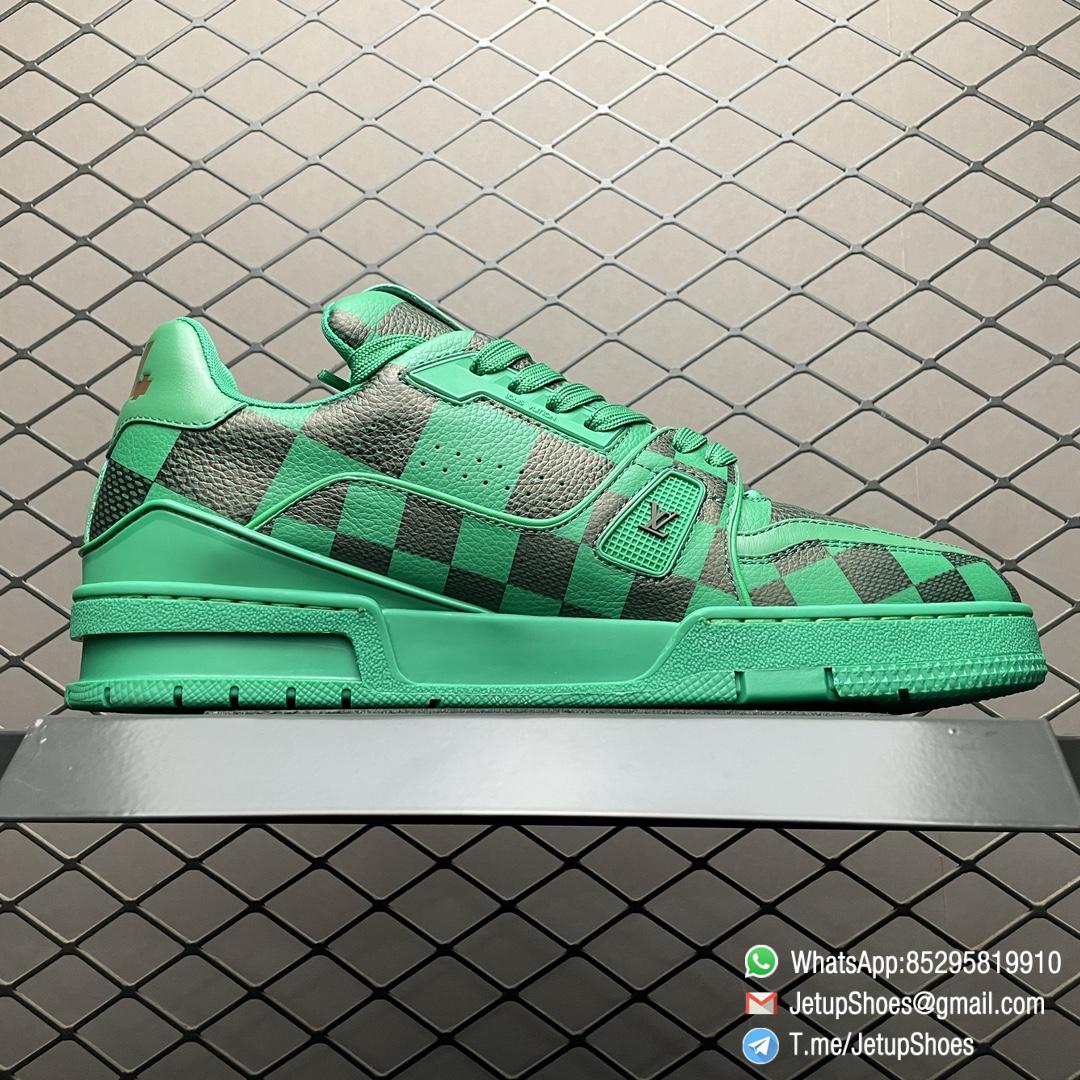 RepSneakers Louis Vuitton Trainer Damier Pop Green Leather Upper FashionReps Snkrs 02