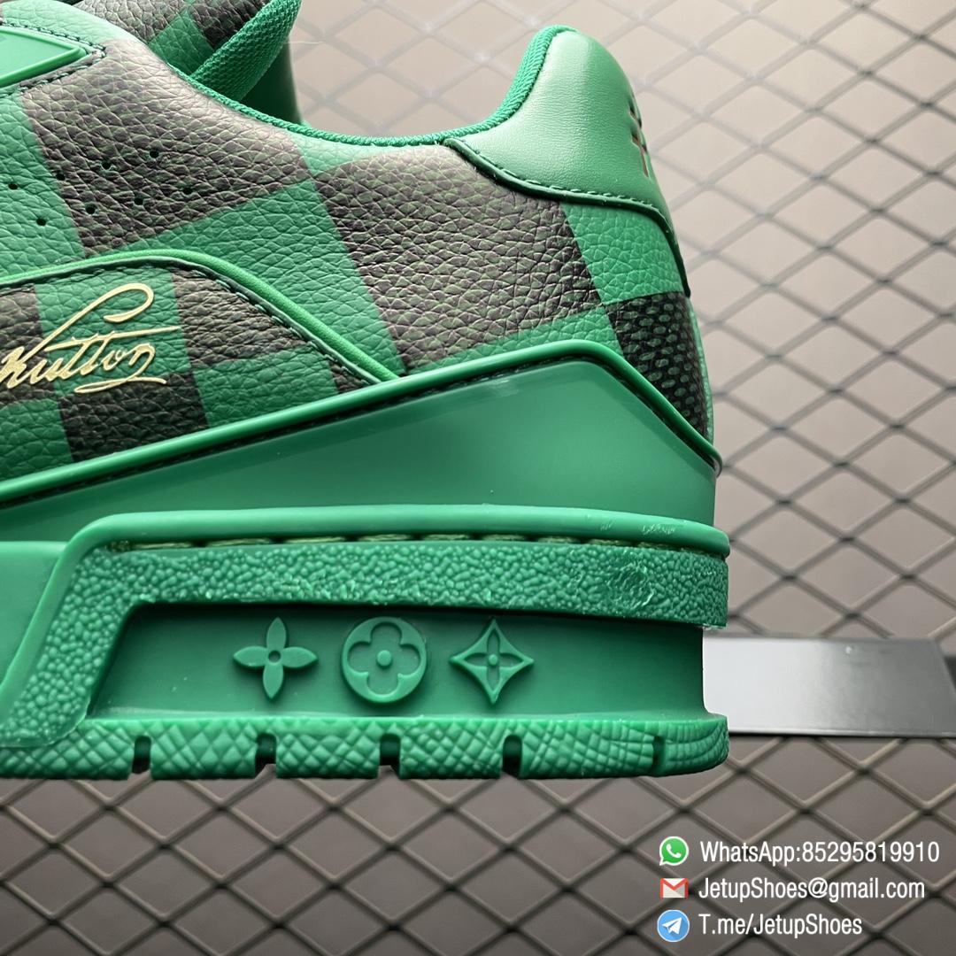 RepSneakers Louis Vuitton Trainer Damier Pop Green Leather Upper FashionReps Snkrs 04