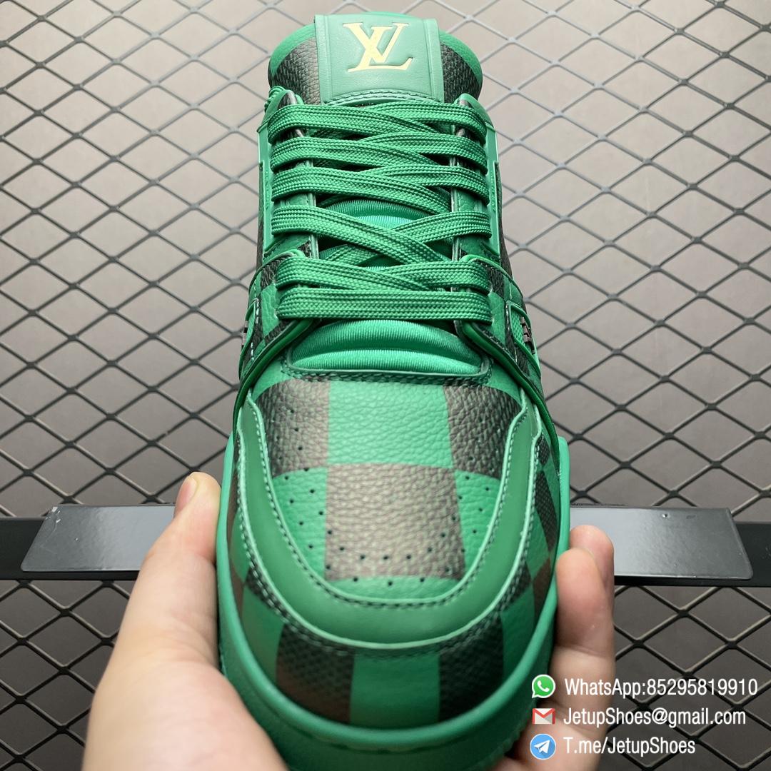 RepSneakers Louis Vuitton Trainer Damier Pop Green Leather Upper FashionReps Snkrs 06