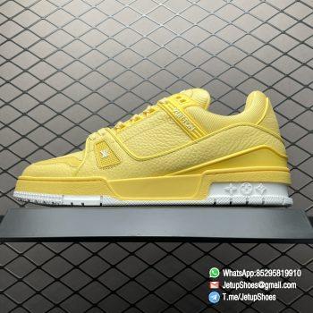 RepSneakers LV Trainer Sneaker 1ACQ80 Yellow Ubuck Grained calf leather Designer Rep Sneakers 01