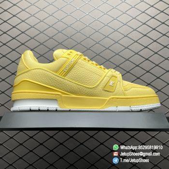 RepSneakers LV Trainer Sneaker 1ACQ80 Yellow Ubuck Grained calf leather Designer Rep Sneakers 02
