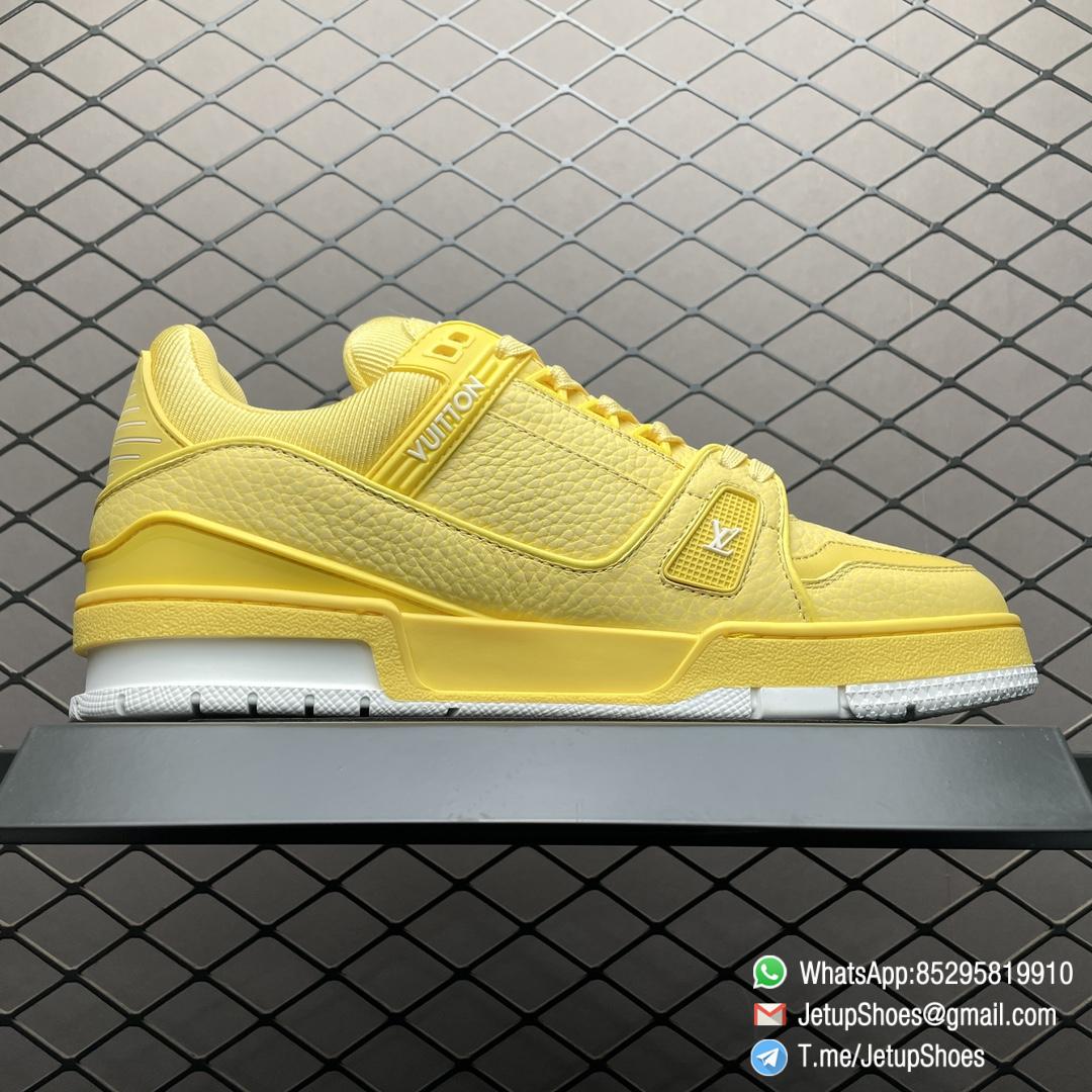 RepSneakers LV Trainer Sneaker 1ACQ80 Yellow Ubuck Grained calf leather Designer Rep Sneakers 02 RepSneakers LV Trainer Sneaker 1ACQ80 Yellow Ubuck Grained calf leather Designer Rep Sneakers 02