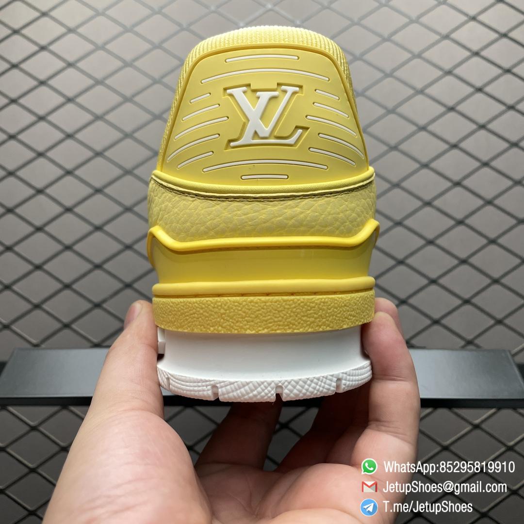 RepSneakers LV Trainer Sneaker 1ACQ80 Yellow Ubuck Grained calf leather Designer Rep Sneakers 06 RepSneakers LV Trainer Sneaker 1ACQ80 Yellow Ubuck Grained calf leather Designer Rep Sneakers 06